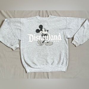 Hanes Walt Disney Disneyland Mickey Mouse Grey Crewneck Sweater Size Medium